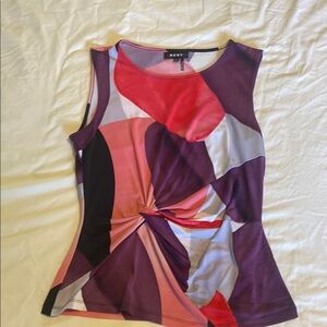 DKNY Purple Red Asymmetrical Tank Top
